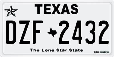 TX license plate DZF2432