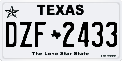 TX license plate DZF2433