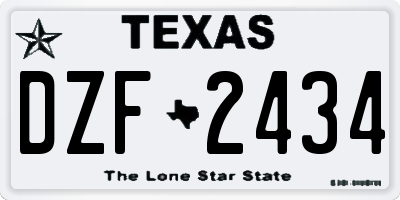 TX license plate DZF2434