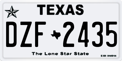 TX license plate DZF2435