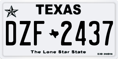 TX license plate DZF2437