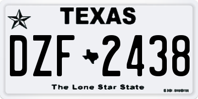 TX license plate DZF2438