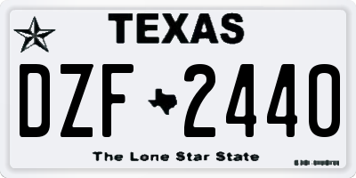 TX license plate DZF2440