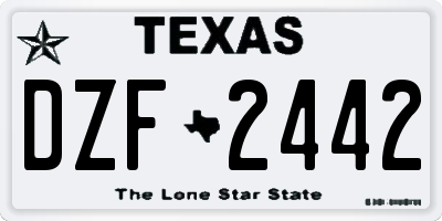 TX license plate DZF2442