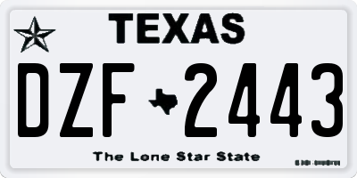 TX license plate DZF2443