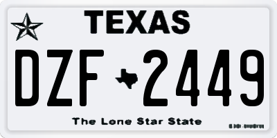 TX license plate DZF2449