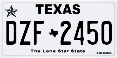 TX license plate DZF2450
