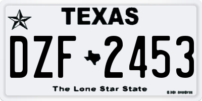 TX license plate DZF2453