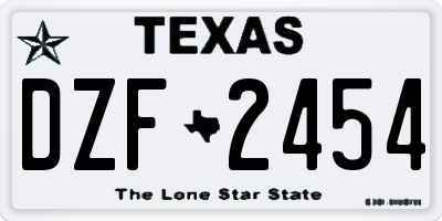 TX license plate DZF2454