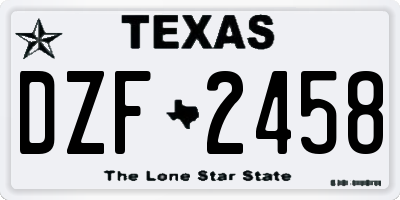 TX license plate DZF2458