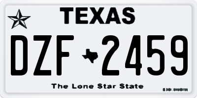 TX license plate DZF2459