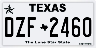 TX license plate DZF2460