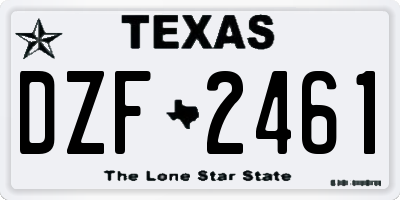 TX license plate DZF2461