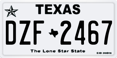 TX license plate DZF2467