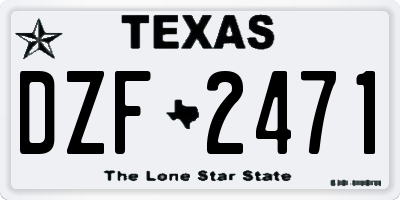 TX license plate DZF2471
