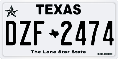 TX license plate DZF2474
