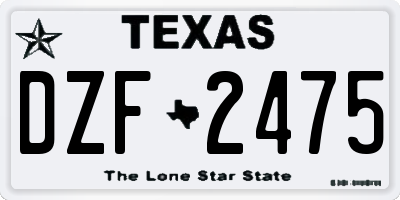 TX license plate DZF2475