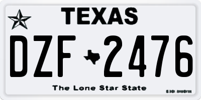 TX license plate DZF2476