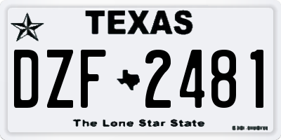 TX license plate DZF2481