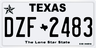 TX license plate DZF2483