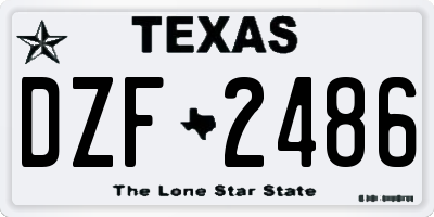 TX license plate DZF2486