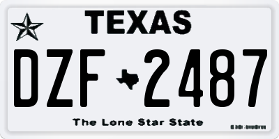 TX license plate DZF2487