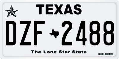 TX license plate DZF2488