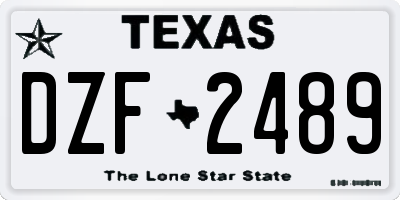 TX license plate DZF2489