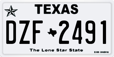 TX license plate DZF2491
