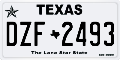 TX license plate DZF2493