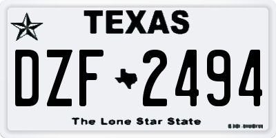 TX license plate DZF2494