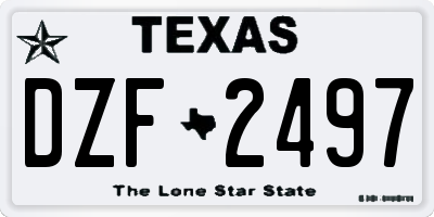 TX license plate DZF2497