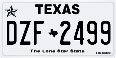 TX license plate DZF2499