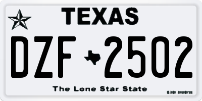 TX license plate DZF2502