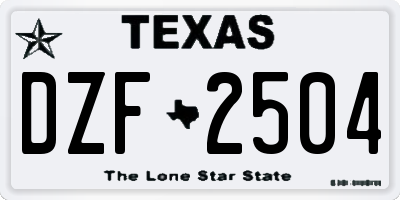 TX license plate DZF2504