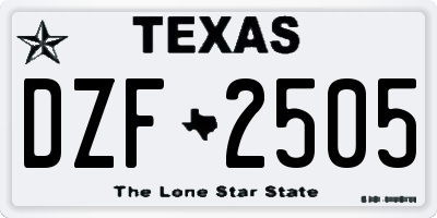 TX license plate DZF2505