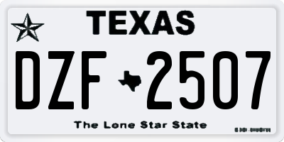 TX license plate DZF2507