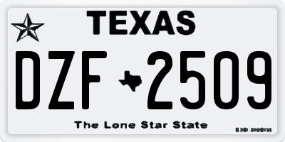 TX license plate DZF2509