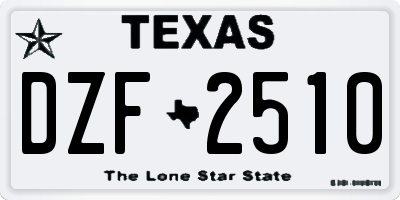 TX license plate DZF2510