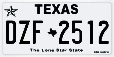 TX license plate DZF2512