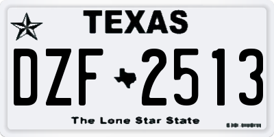TX license plate DZF2513