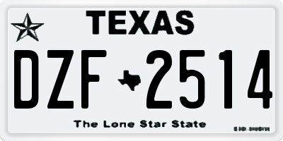 TX license plate DZF2514