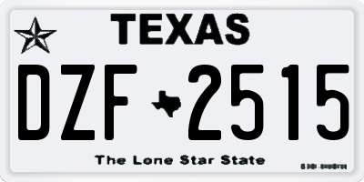 TX license plate DZF2515