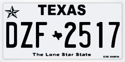 TX license plate DZF2517