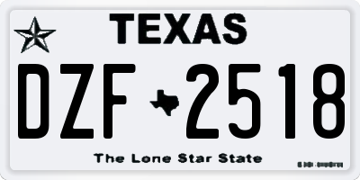 TX license plate DZF2518