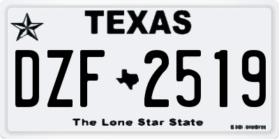 TX license plate DZF2519