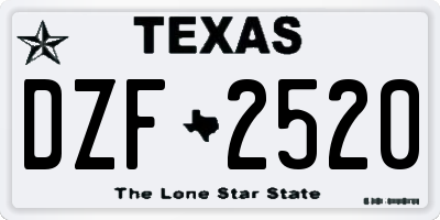 TX license plate DZF2520