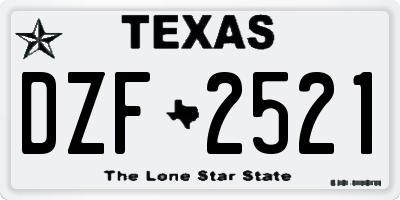 TX license plate DZF2521