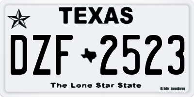 TX license plate DZF2523