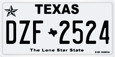 TX license plate DZF2524